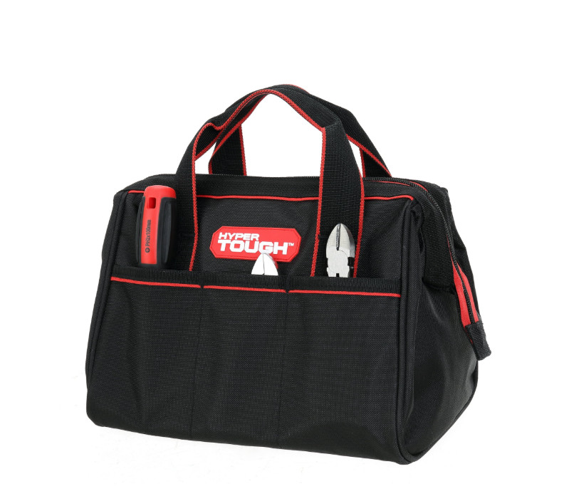 2 PACK Hyper Tough 12-inch Polyester Tool Bag, with Full-Length Zipper