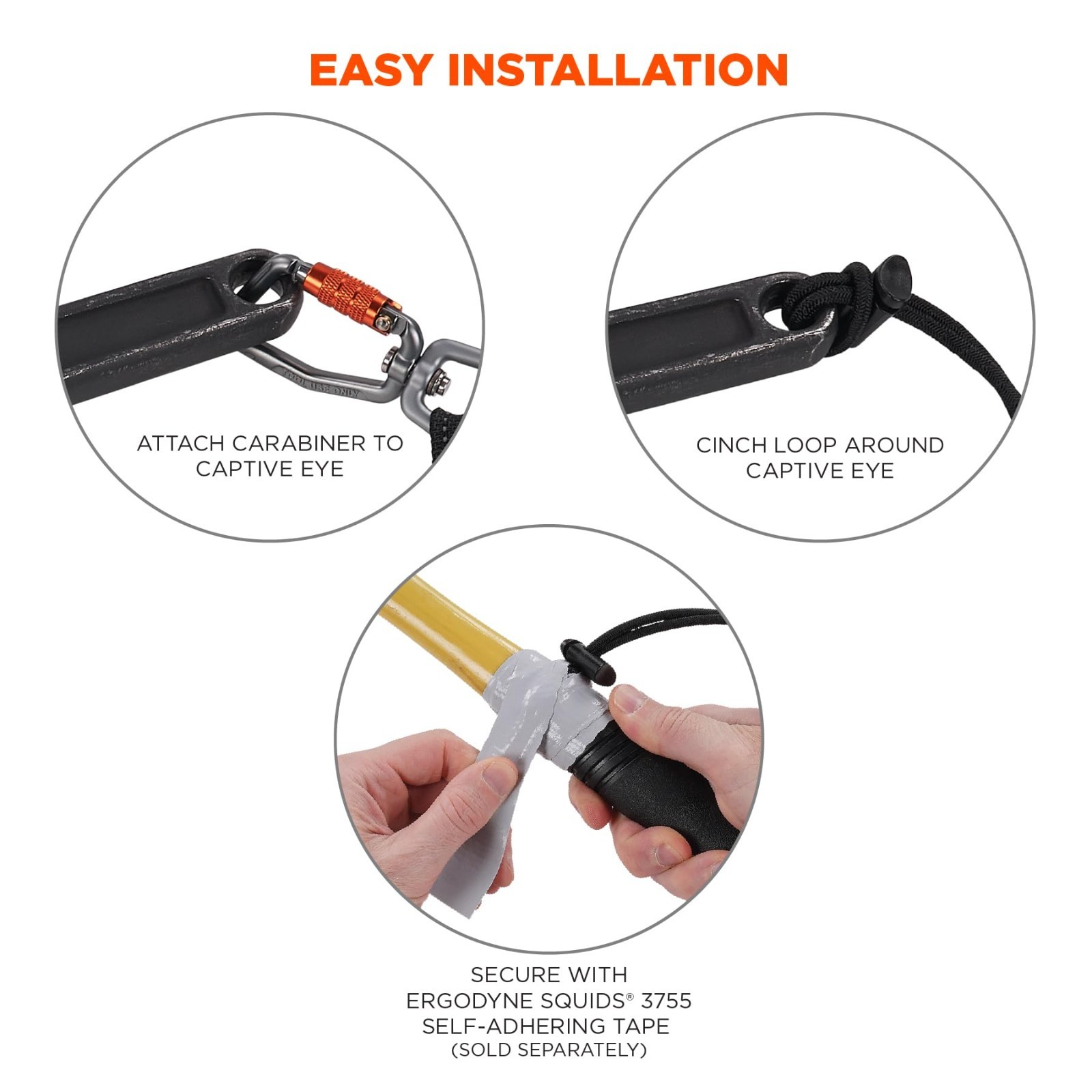 Tool Lanyard & Tethering Attachment with Carabiner, 10lbs Weight Rating, 3-Pack