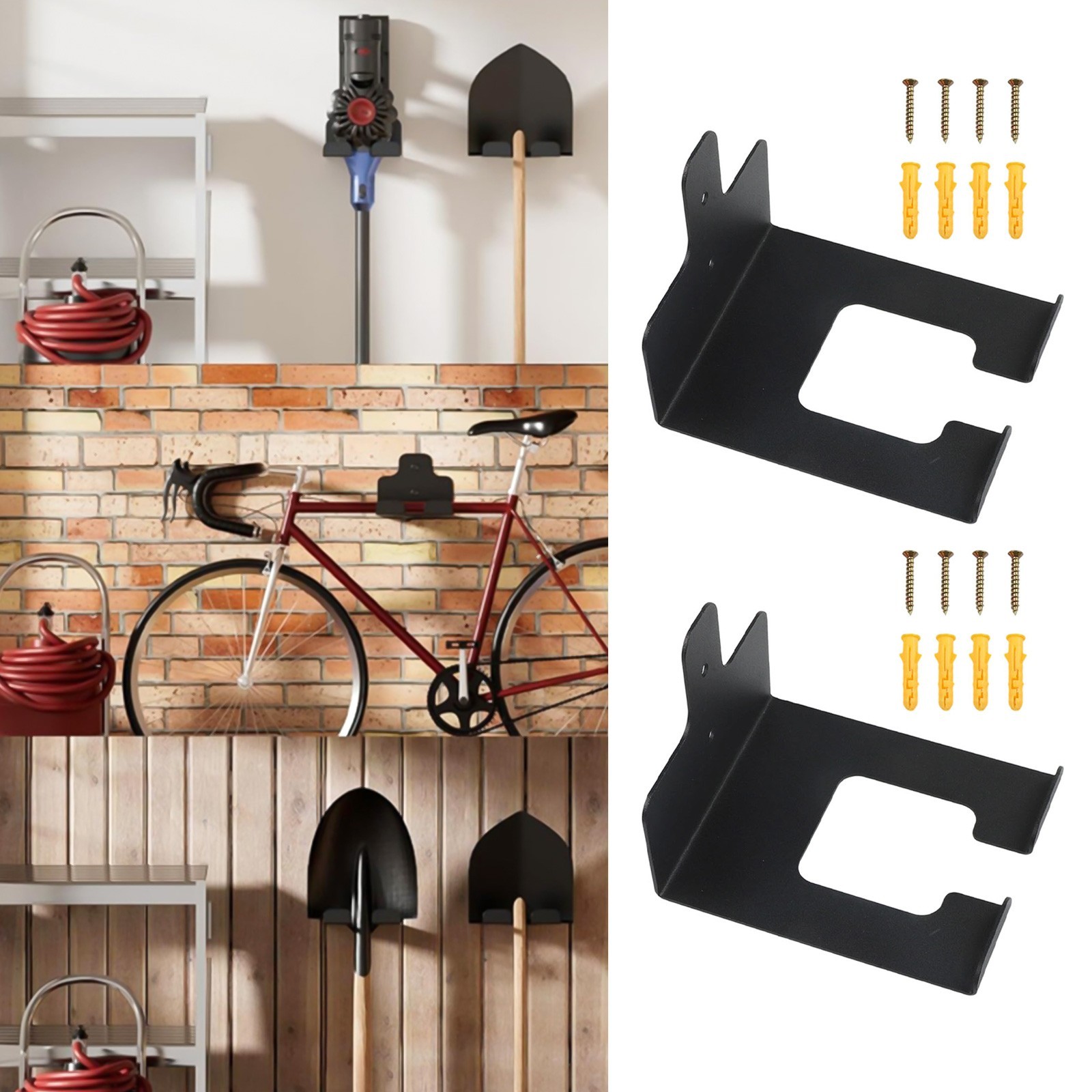Heavy Duty Wall Mounted Tool Organizer Rack for Garden Equipment and Sports