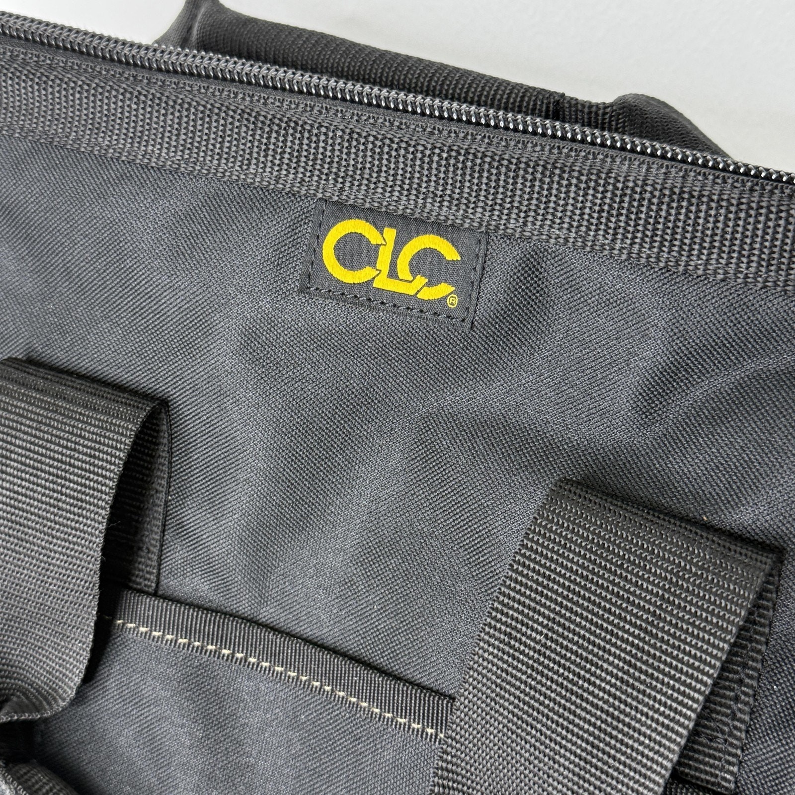 CLC Black Medium Tool Bag Shoulder Strap Fabric Organizer Pockets Heavy Duty