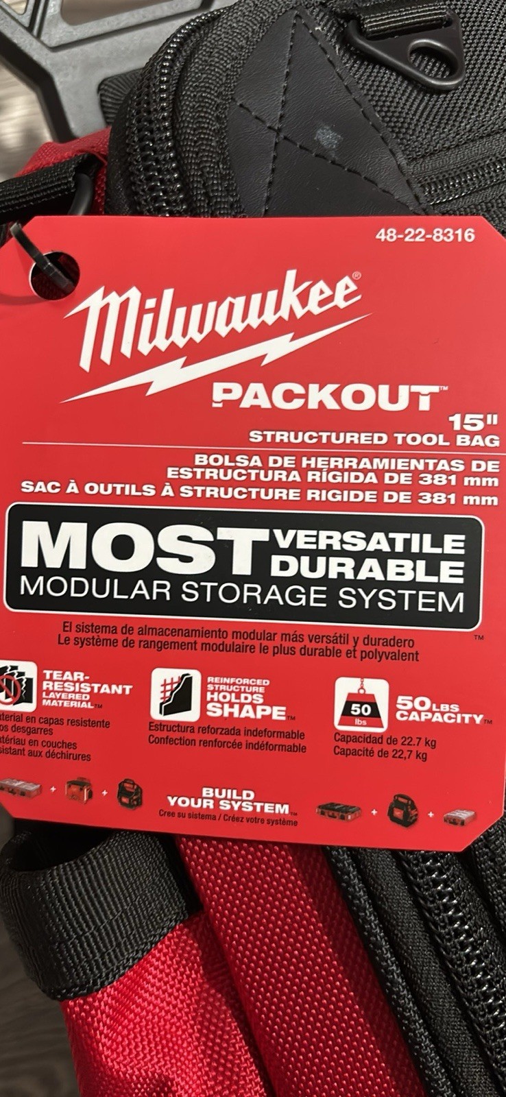 MILWAUKEE TOOL 48-22-8316 PACKOUT 15″ Structured Tool Bag