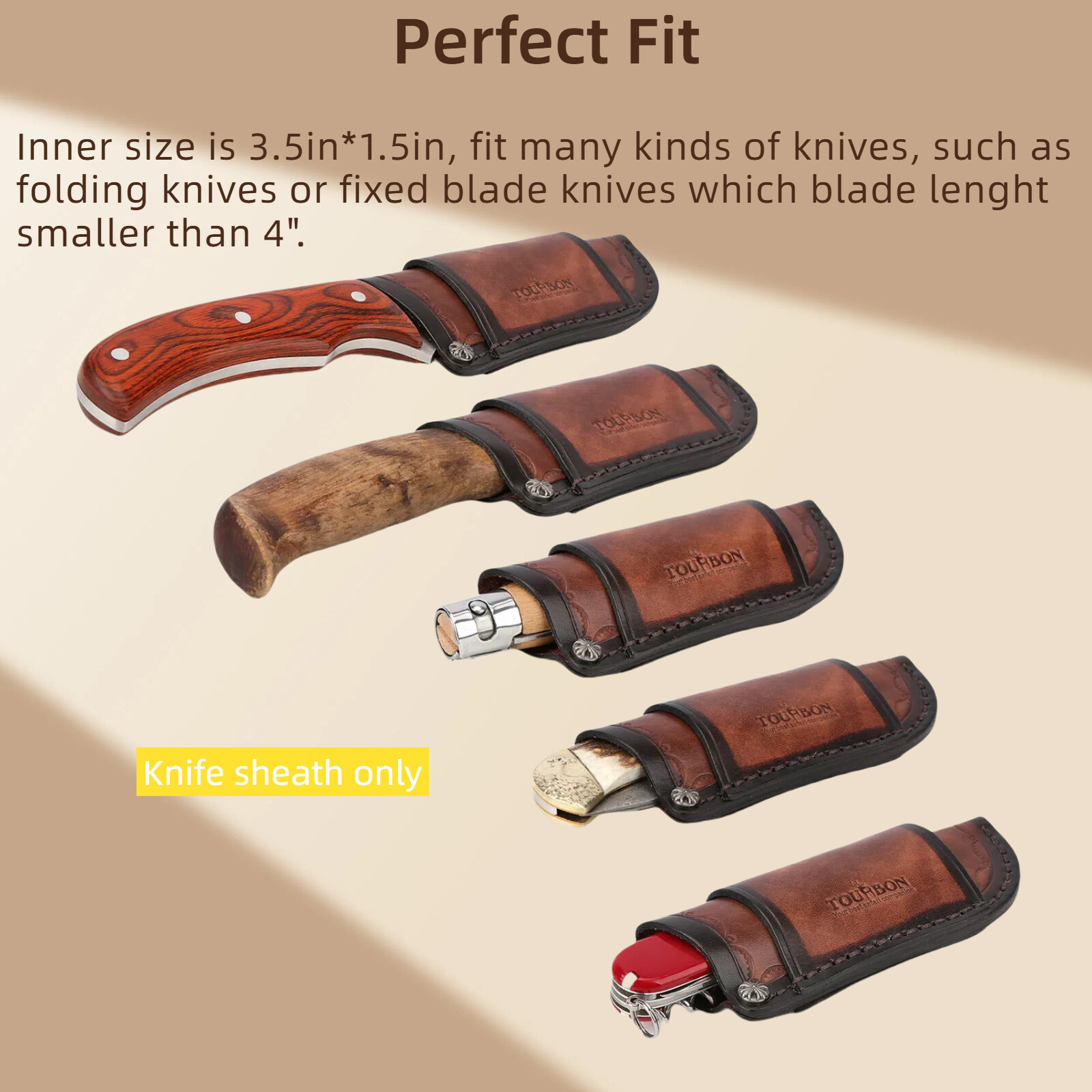 Leather Knife Sheath for Fixed Blade Knives – Belt-Mounted Storage Pocket Case