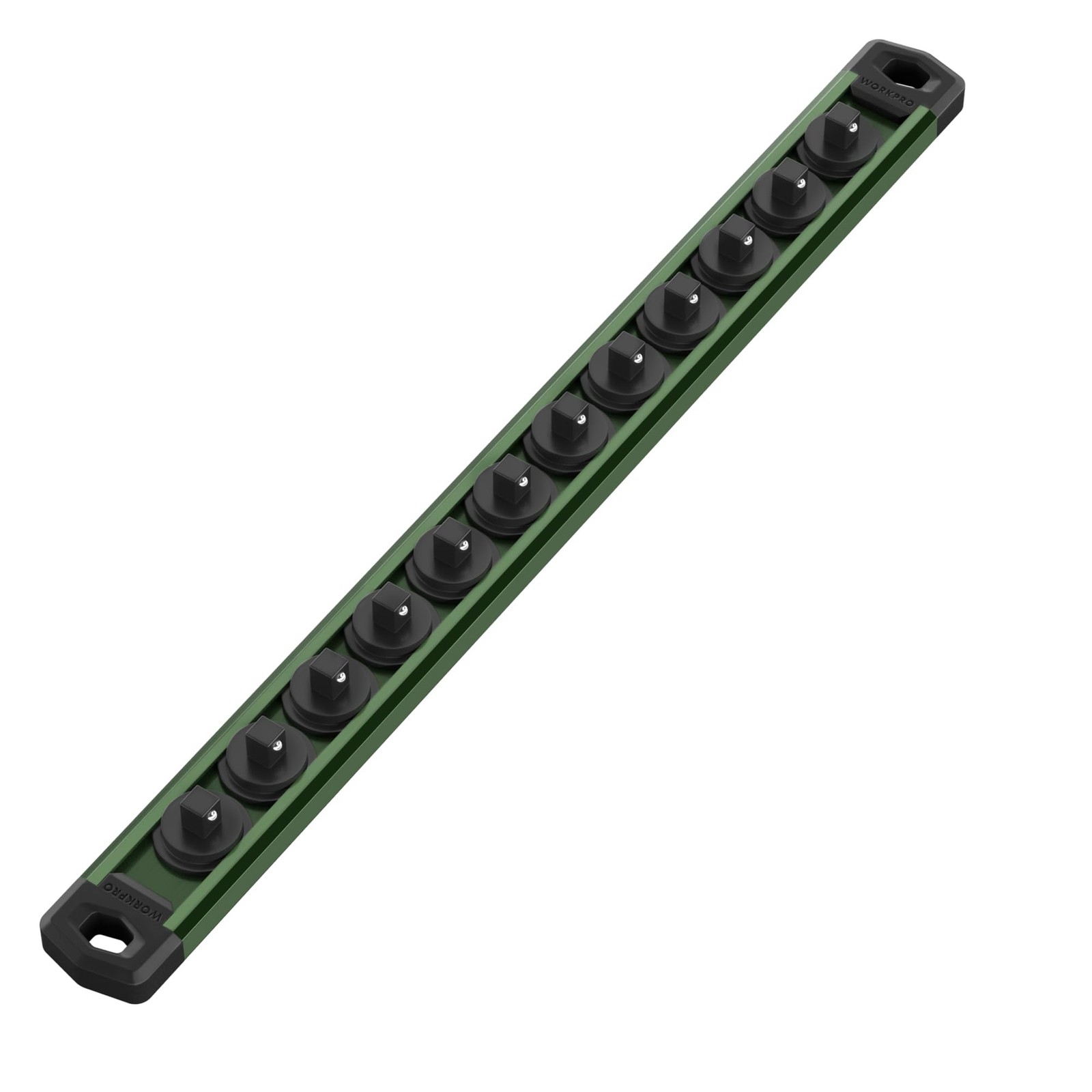 WORKPRO Magnetic Socket Organizer, 1/4-Inch Drive Aluminum 1/4″ DR, Green