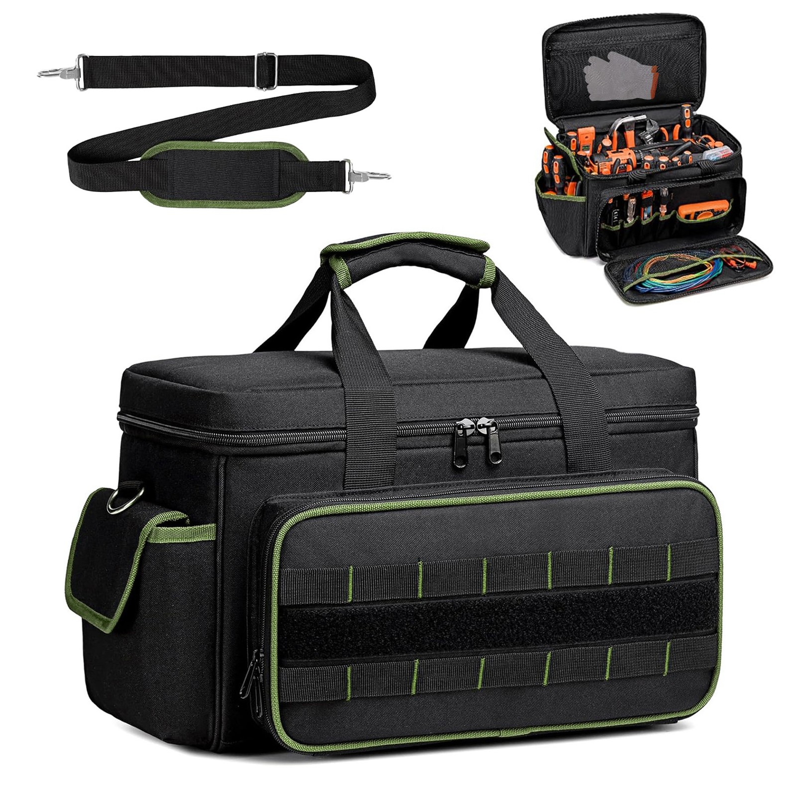 17″ Tool Bag,Premium Oxford Work Tote w/ Padded Handle&Adjustable Shoulder Strap