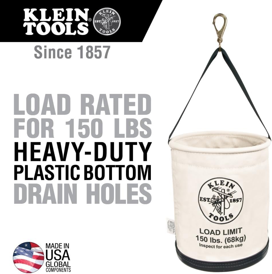 Canvas Bucket, All-Purpose Tool Bucket with Plastic Bottom with Drain Holes, …