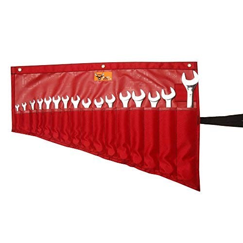 Tool Roll Organizer with 16 Pockets Wrenches, Metric & SAE Waterproof Ballistic
