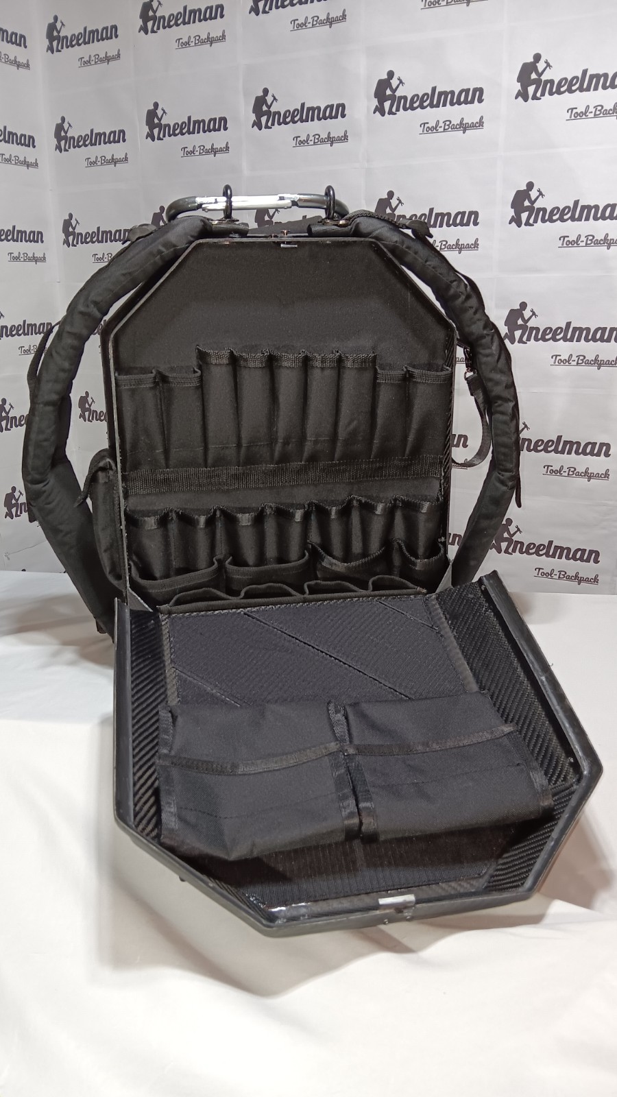 Kneelman Tool-Backpack Carbon Fiber Tool Backpack w/ Handle, Black/Gray