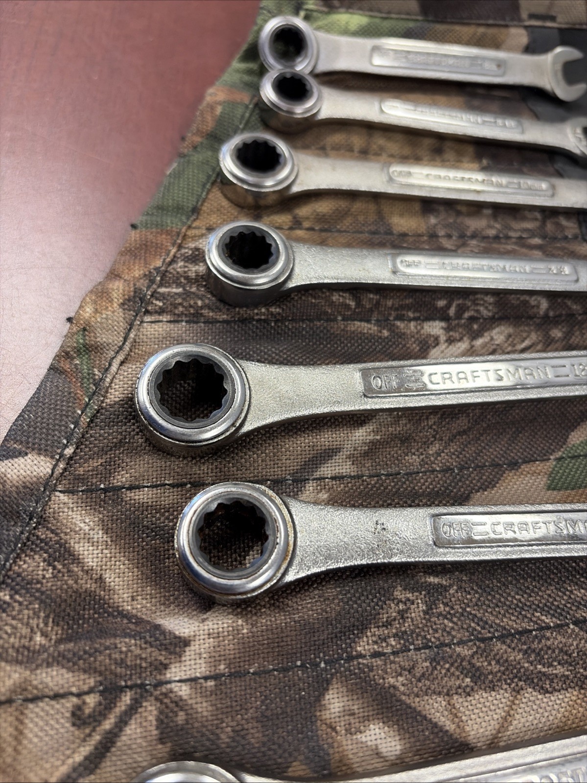 Craftsman Camouflage 14 Ratcheting Wrench USA SAE & MMM Roll-up Pouch # 40988