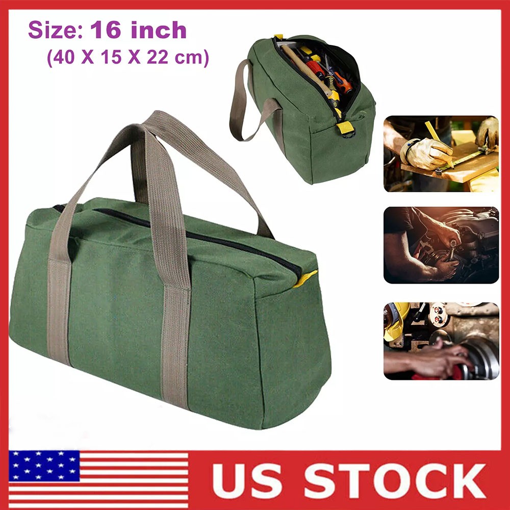 Heavy Duty Canvas Tool Bag Carry Tote Work Storage Utility Mechanics Waterproof