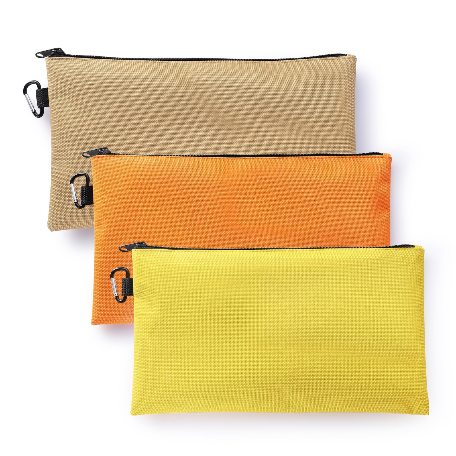 VRUIFA 3PCS Tool Pouches with 13.7 x 0.6 x 7.2 inches, beige, orange, yellow