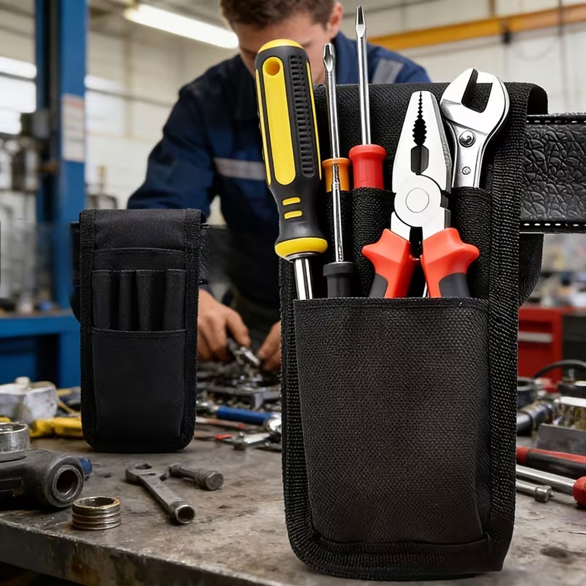 2x Tool Belt Pouch Small Multi-Pockets Tool Holster For Construction Maintenance