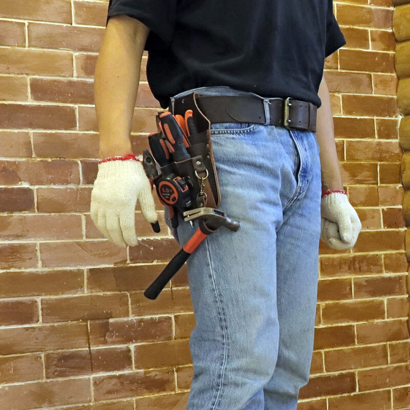 TOURBON Leather Workshop Heavy Duty Tools Belt Holster Utility Electrician Pouch