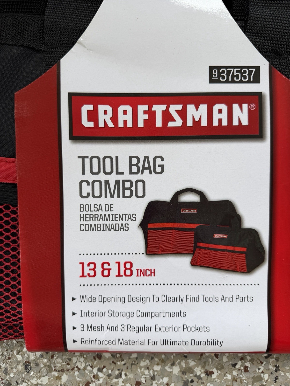Craftsman 9-37537 Tool Bag Combo 13” & 18” with Wide Opening & Exterior Pockets