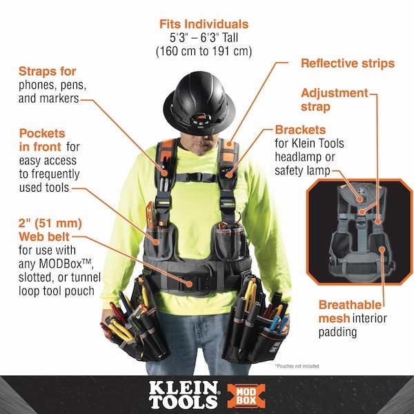 Klein Tools 55828Mb Tool Vest, Modbox, Gray, Ballistic Nylon, 4 Pockets