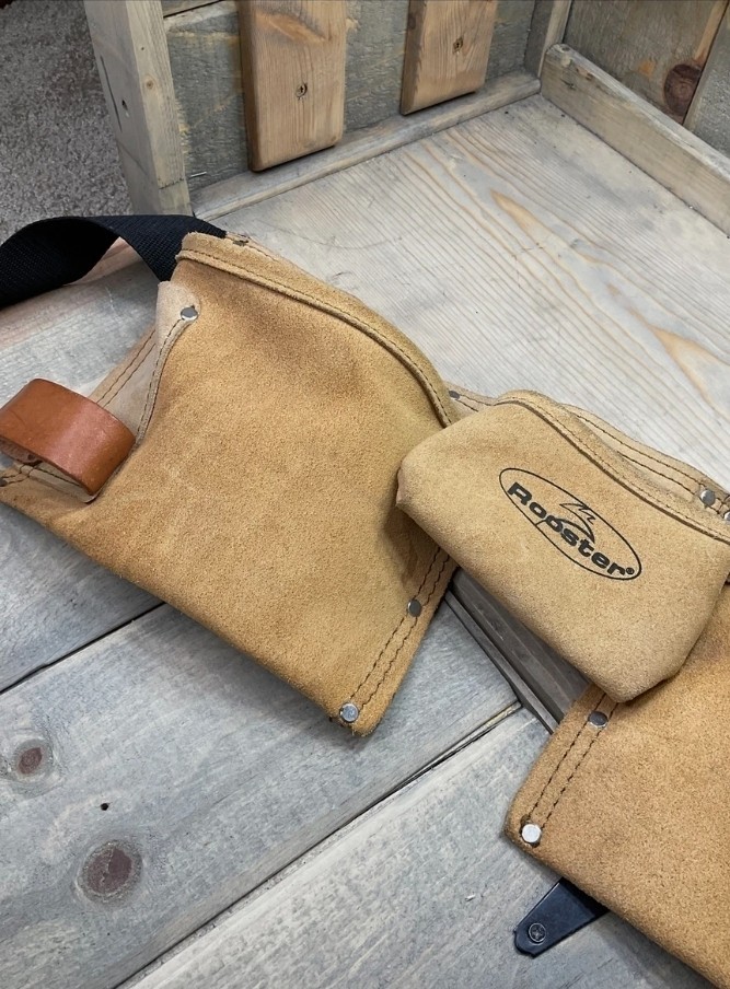 Rooster Suede Leather Tool Belt Carpenter Work Belt Beige Adjustable