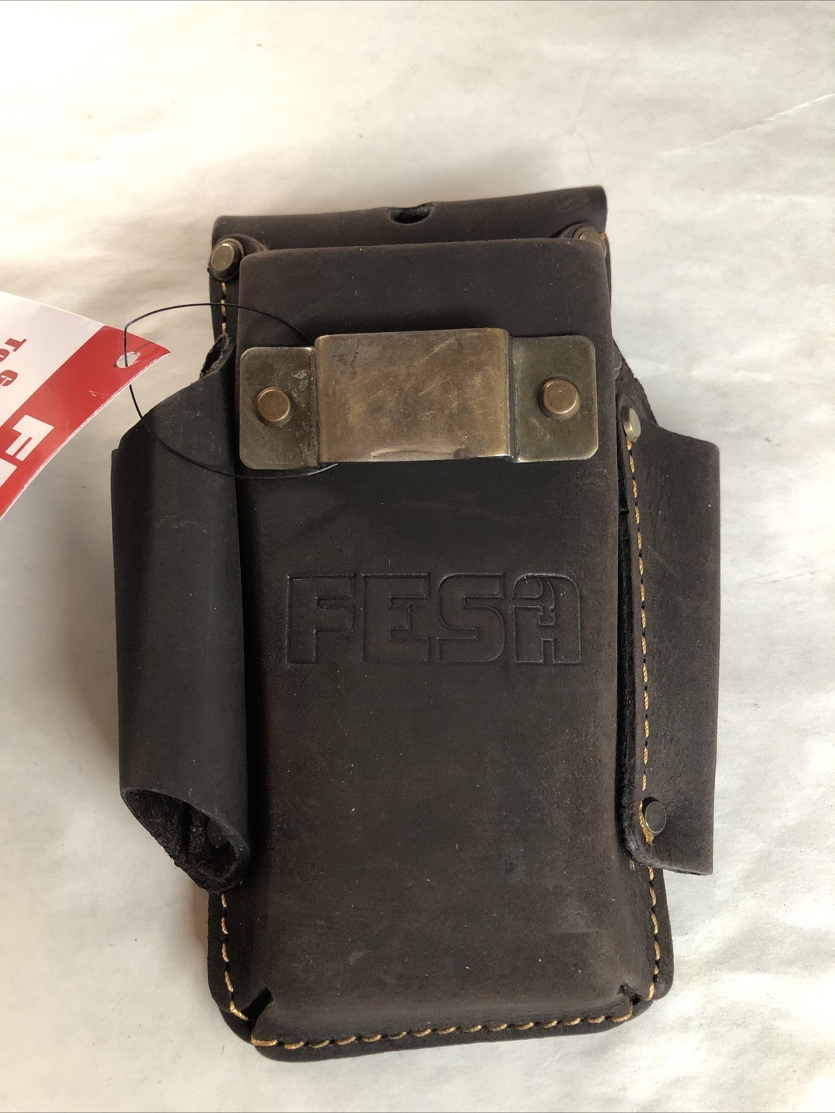 FESA 4 In 1 Multi-Tool Pouch Top Grain Leather Fits 3″ Belts 7-3/4” X 3-5/8” BRN