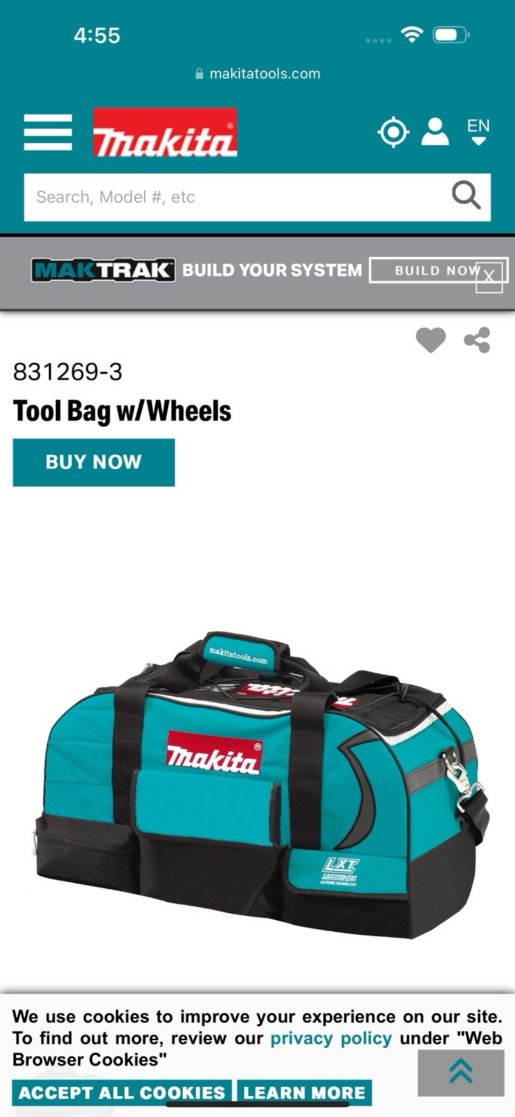 Makita 831269-3 LXT Rolling Tool Bag with Wheel – Large