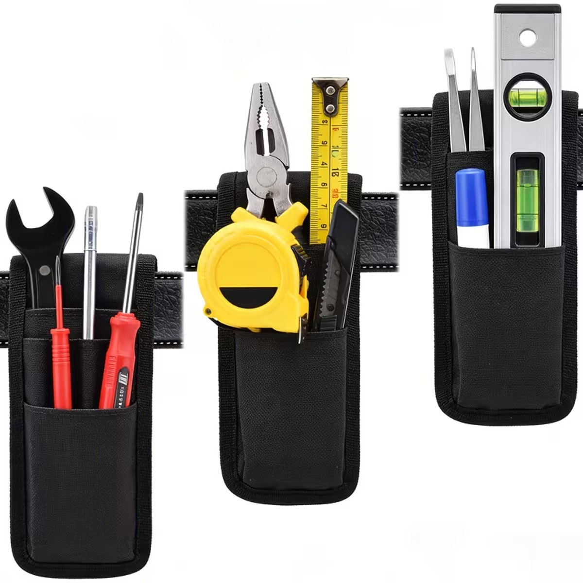 2x Belt Tool Pouch Small Nylon Organizer Multi-Pocket Lightweight Pen Holder Bag