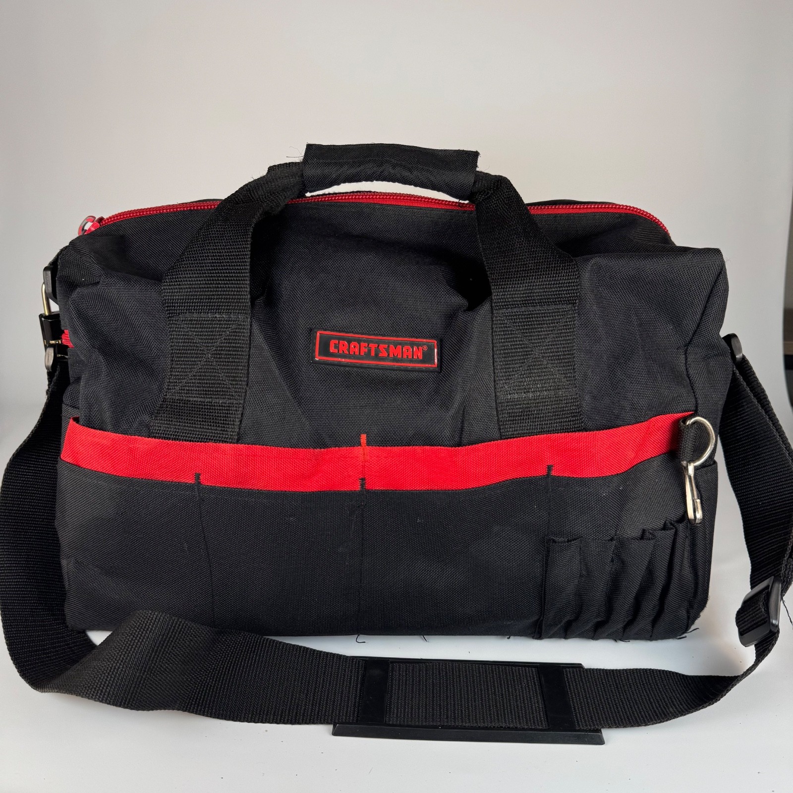 Craftsman 17” Tool Bag Black Red Heavy Duty w/ Shoulder Strap & Pockets