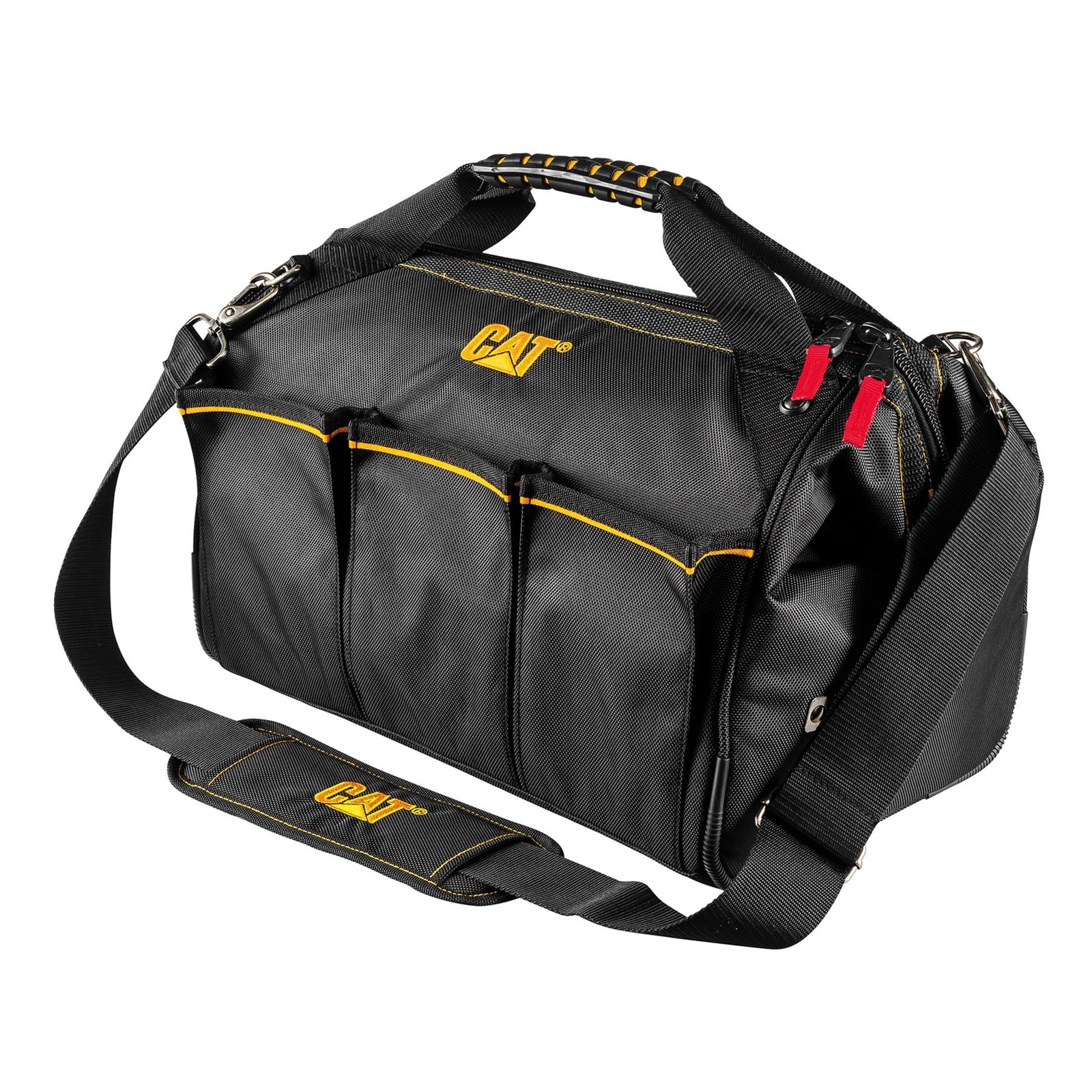 CAT 16-Inch Pro Wide Mouth Tool Bag, 18 Pockets for Tool Storage and Organiza…