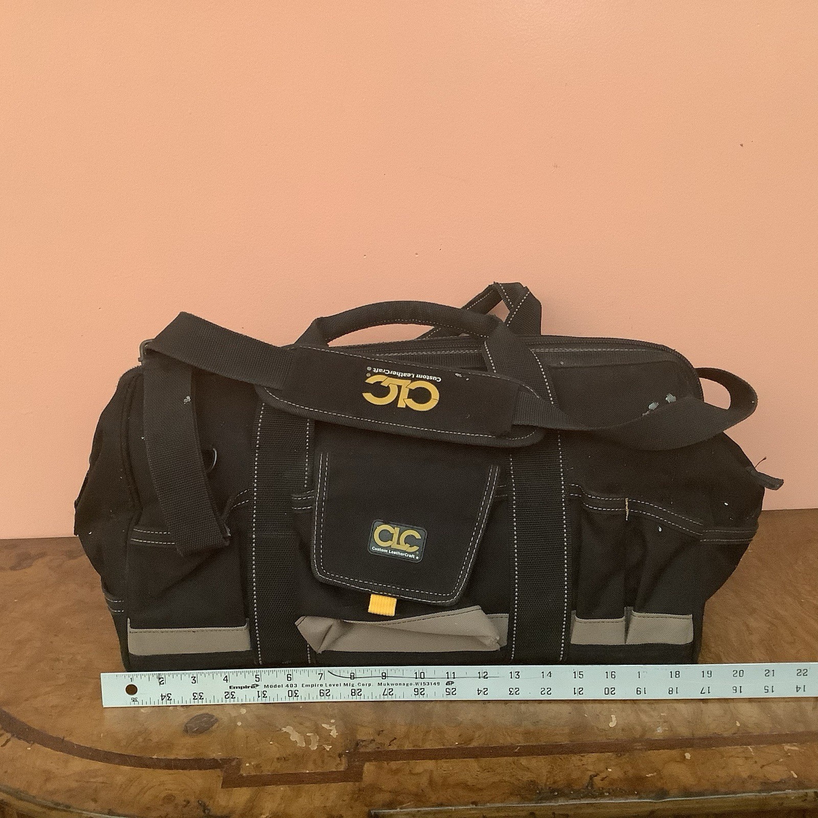 CLC 20 in. X 12 in. Polyester Tool Bag 20 Pockets Zip Closure Black -Read