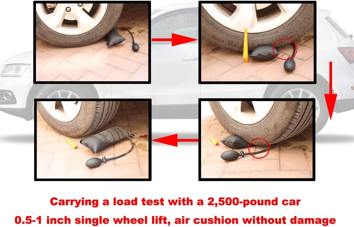 Improved 3 Piece Commercial Grade Air Wedge Bag Pump Professional Leveling Kit &