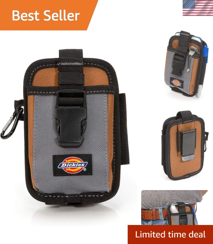 2-Compartment Large Phone Pouch, Universal-fit Steel Clip for Tool Belt, Secu…