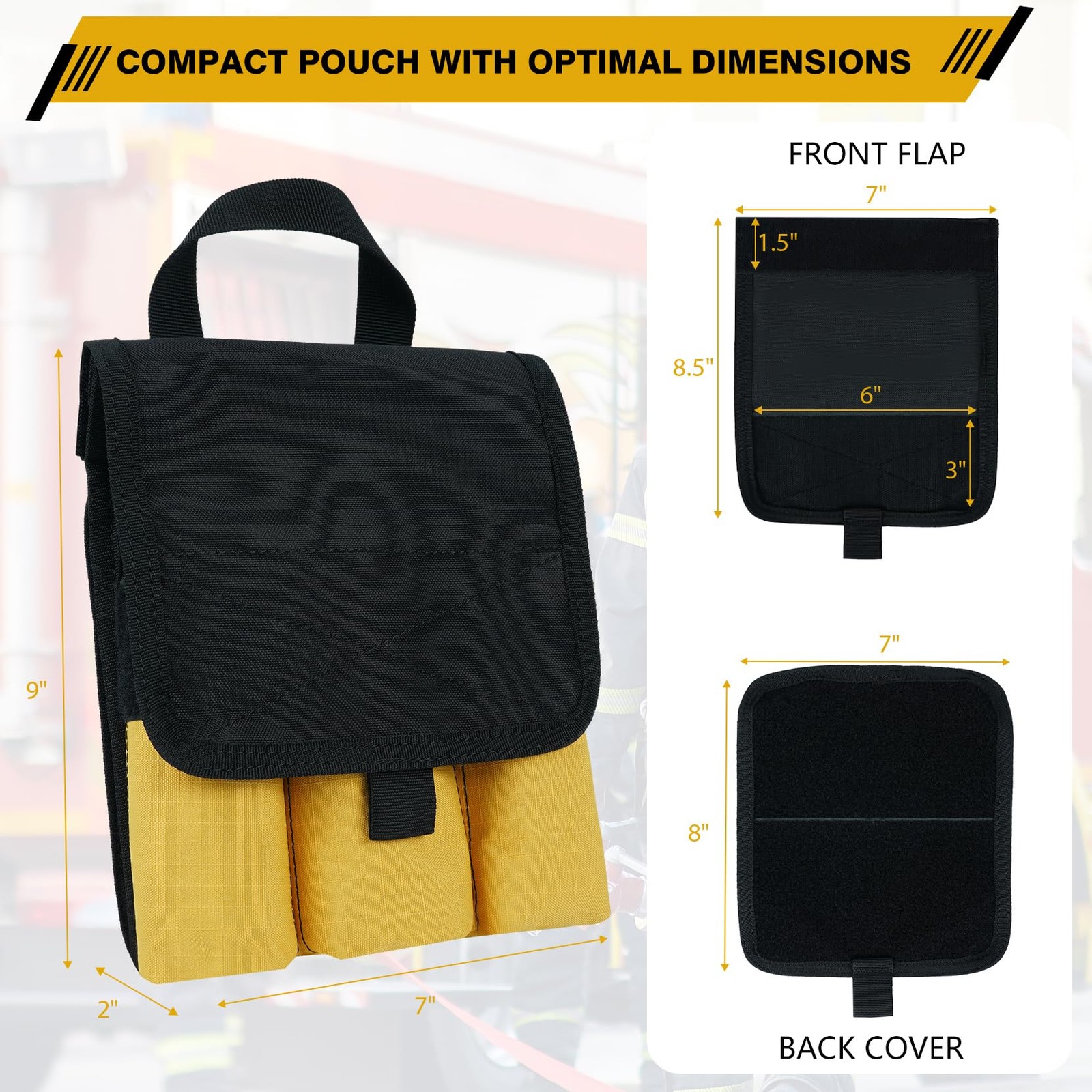 7-Pocket Firefighter Tool Pouch with Carry Handle and Flap, Fits in Bunker Ge…