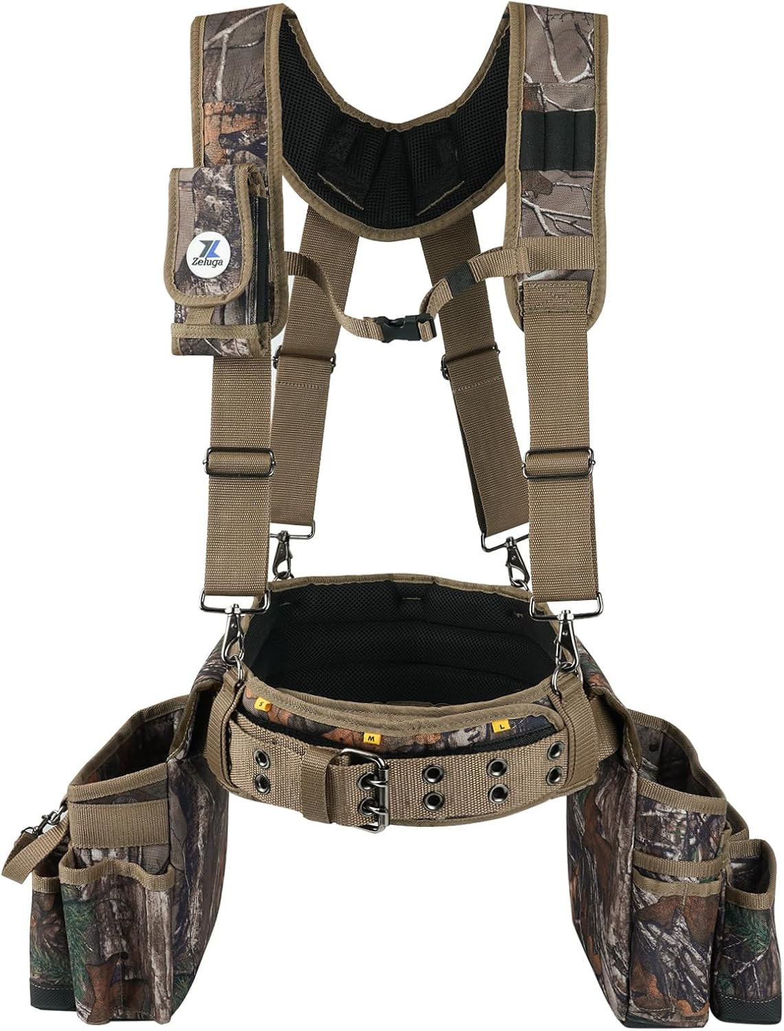 20-523 Large Pockets Tool Belts for Men with Suspenders, 4″ Padded Toolbelt, Ste