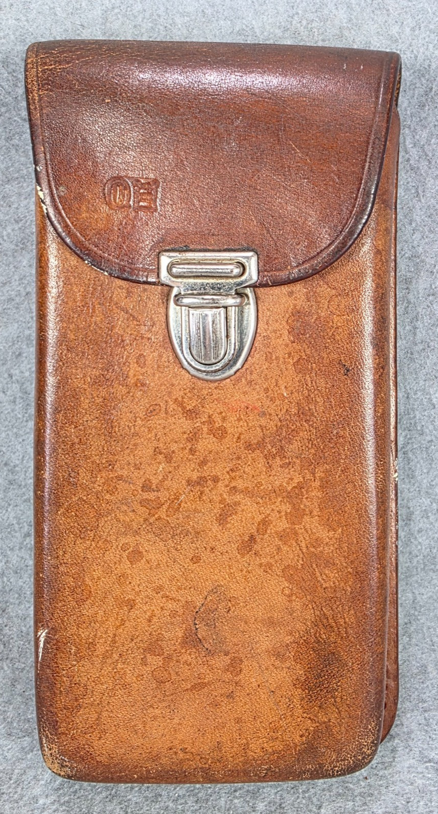 Vintage CuSack Q Leather Tool Belt Loop Hard Case Bag Pouch 8″ USA Made brown