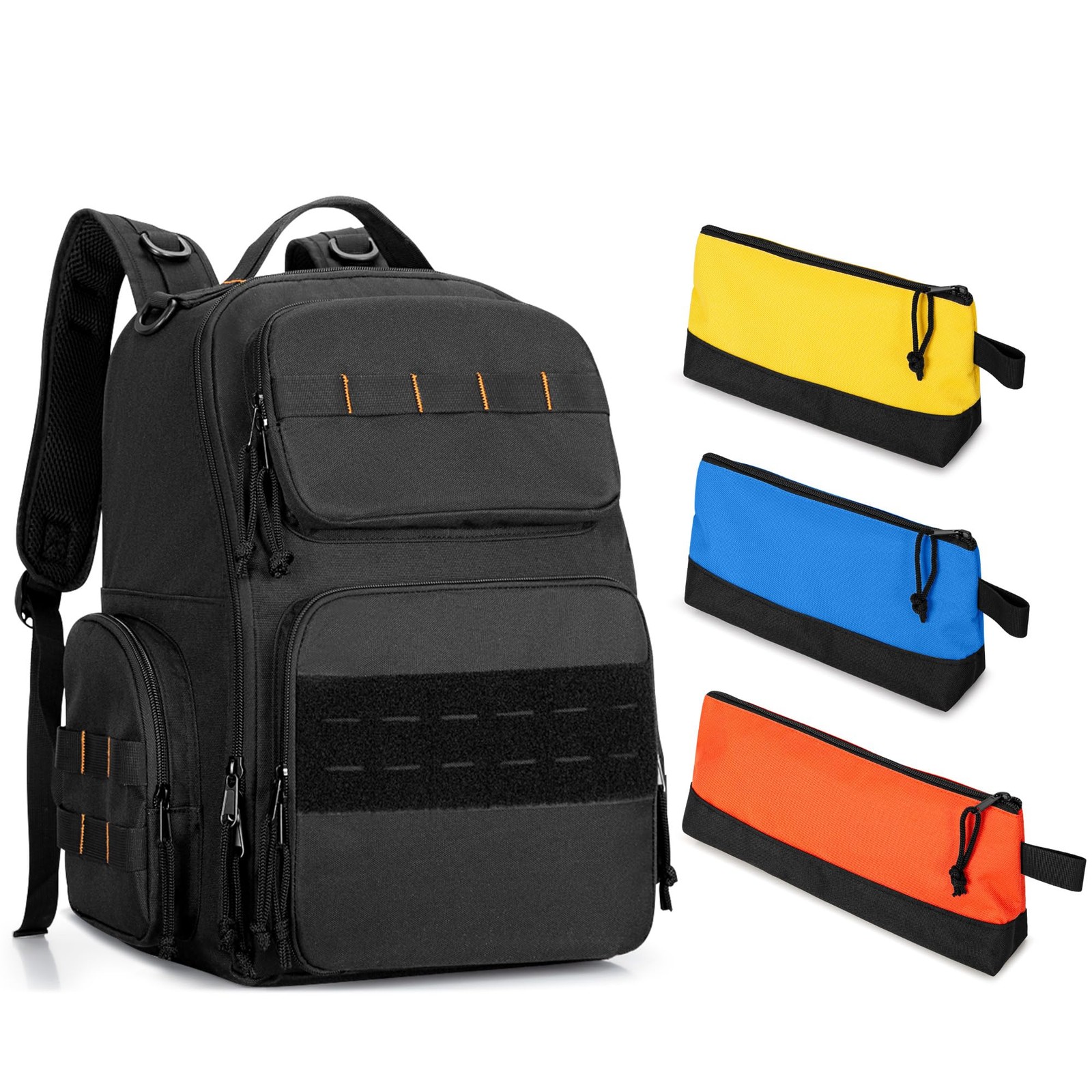 Rexmica Tool Bag Backpack with 3 Zipper Pouch, Medium to Large, Black