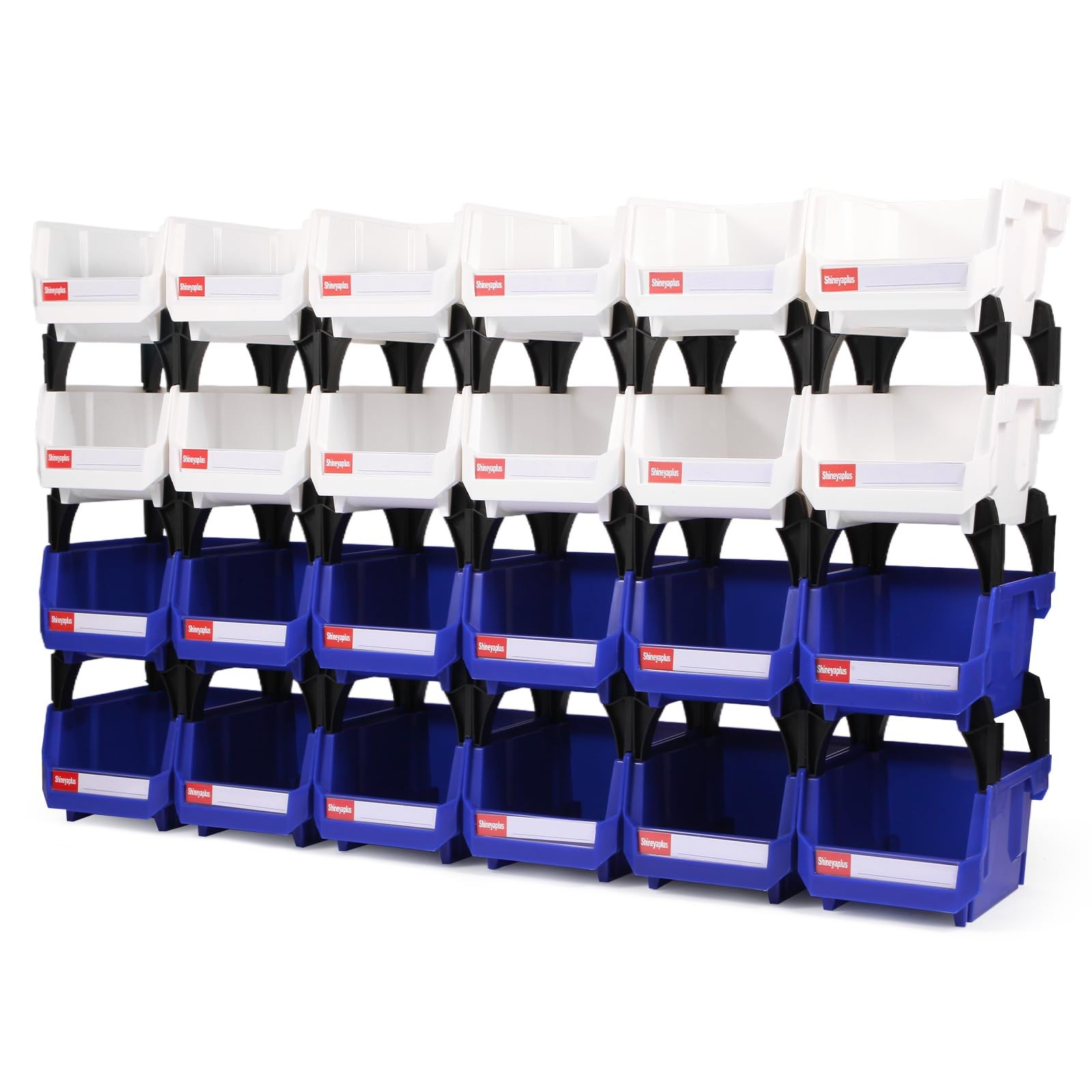 Plastic Storage Bins 24 Packs, Space-Saving Stackable Parts Bins for Garage,T…