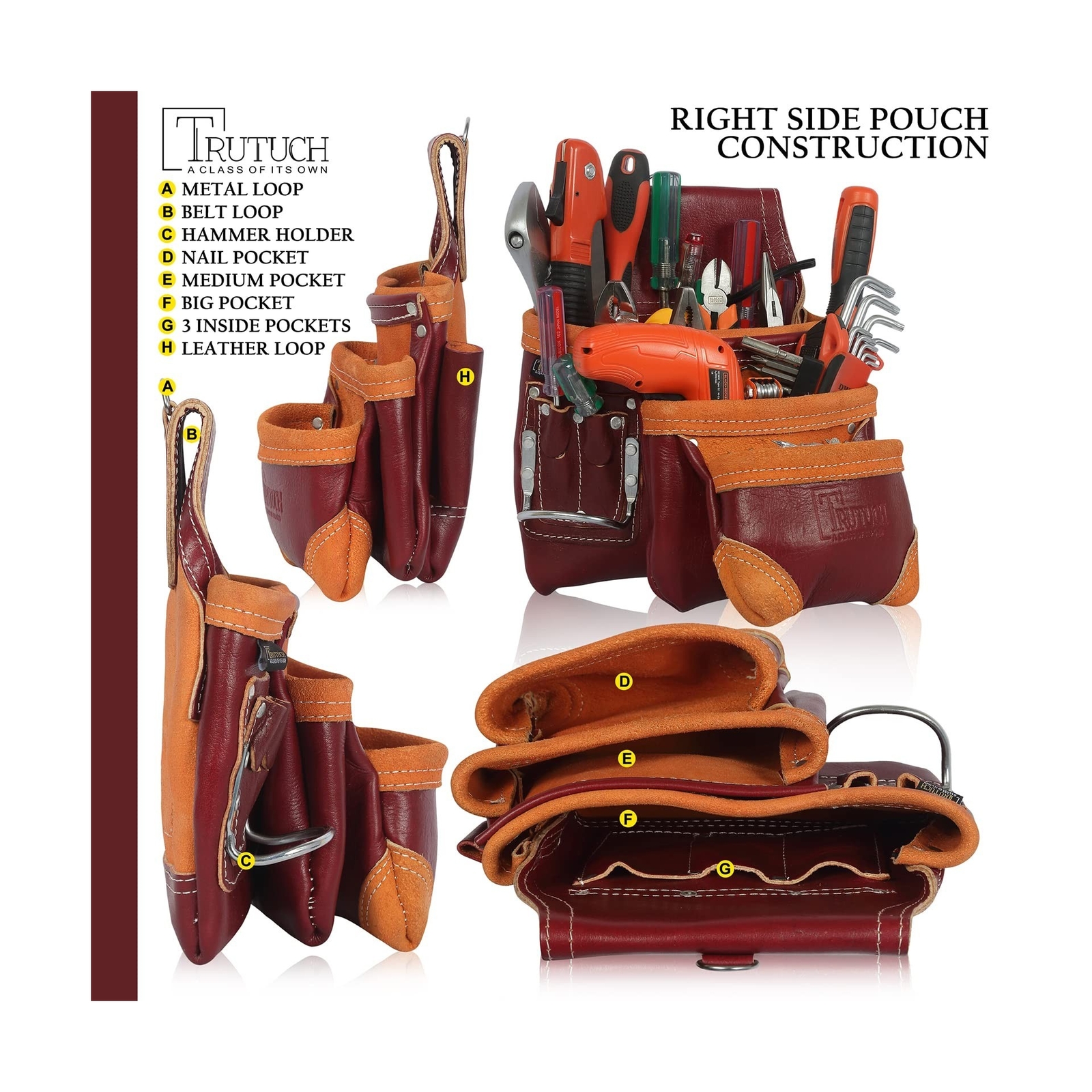 Grain Leather Tool Belt | Tool Rig Set | Tool Pouch | Drywall Tool Belt | Car…