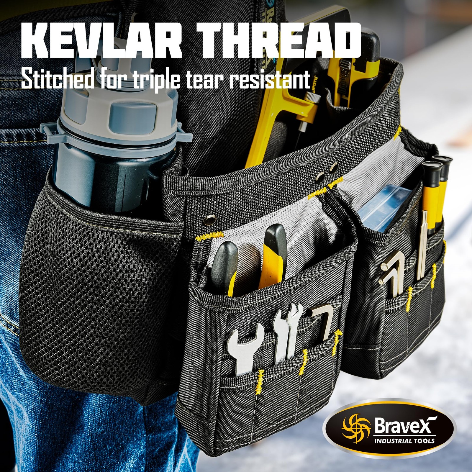 Bravex Tool Belt Suspenders, Tool Vest Ultra 20 Bags H-Style Toolbelt 5 Combo…