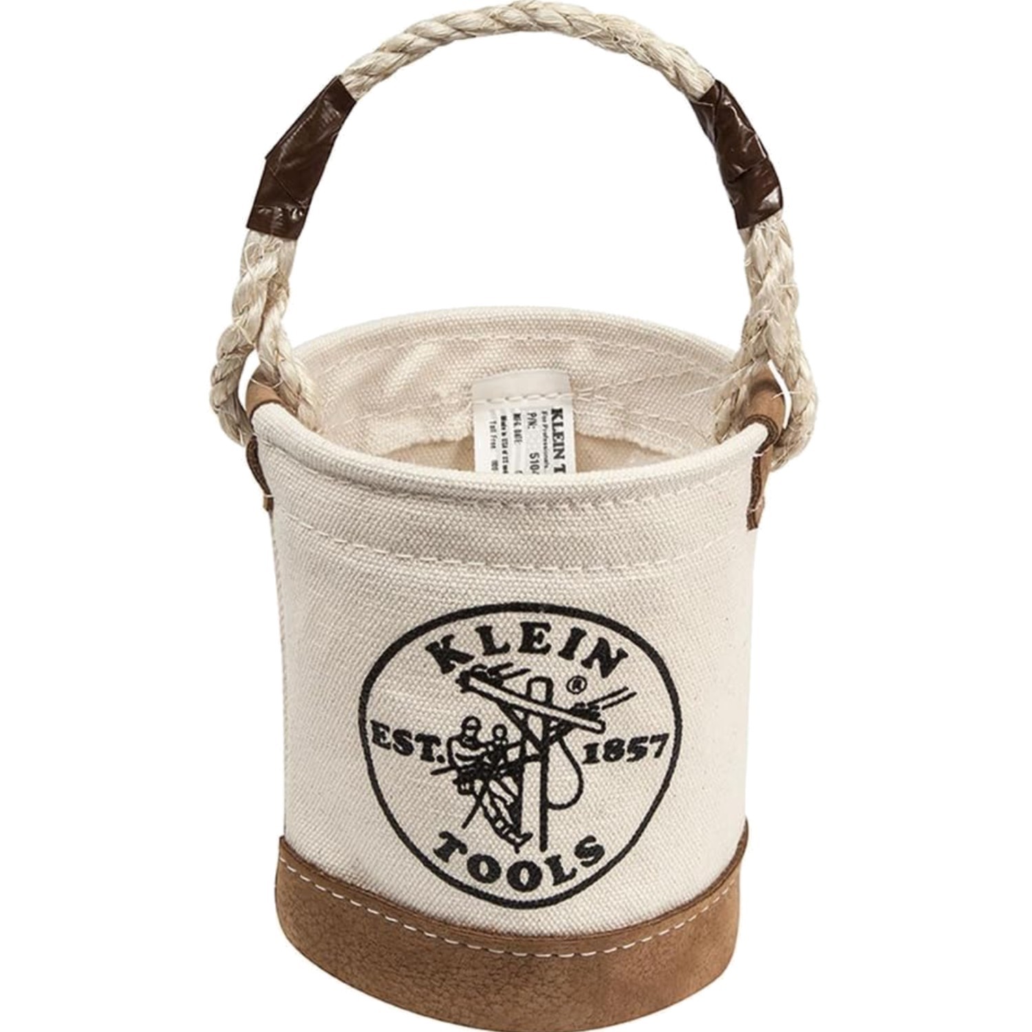 Mini Tool Bucket Natural Canvas Leather Bottom Small Utility Organizer
