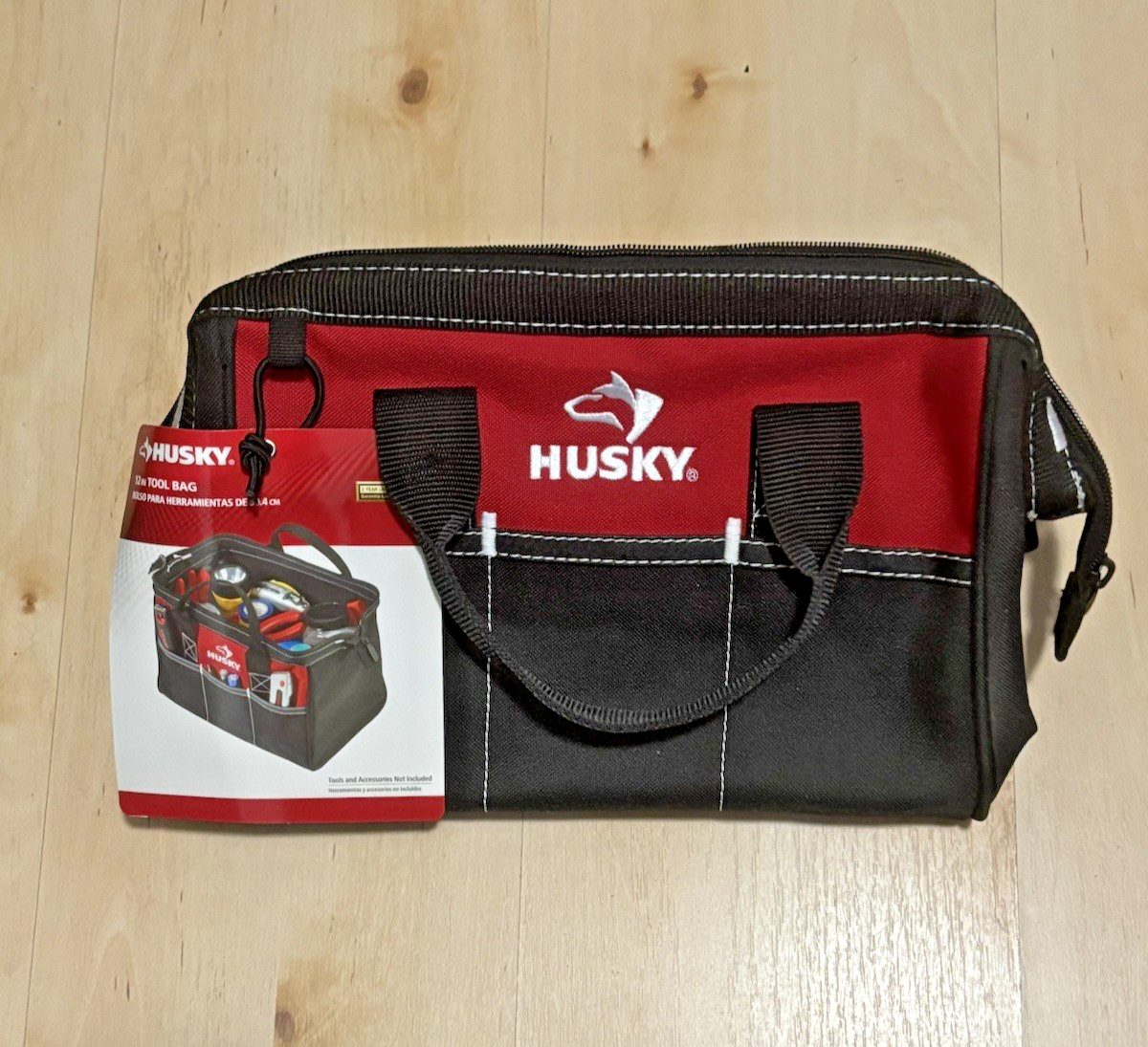 Husky Contractor Multi Purpose Water Resistant Tool Bag Tool Strap Pockets NEW