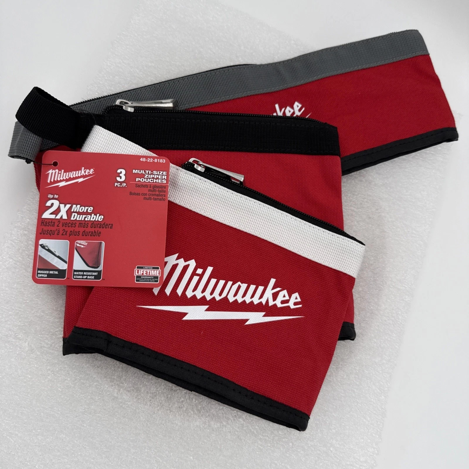 Milwaukee 3 Piece Multi Size Zipper Pouches 48-22-8183 Tool Pouches