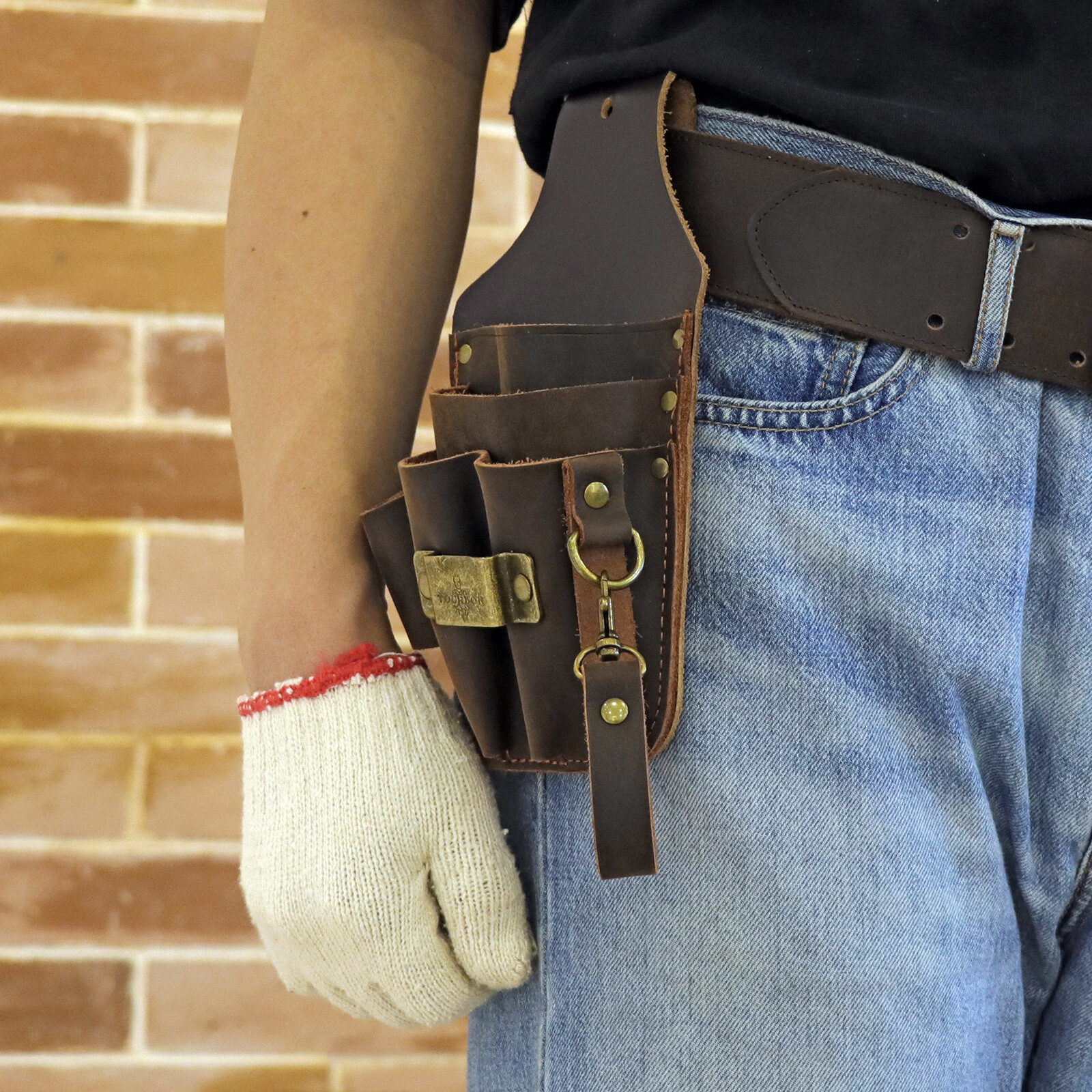 Leather 5 in 1 Tool Holster Electric Tape Thong Plier Pouch Belt Holder-IN USA