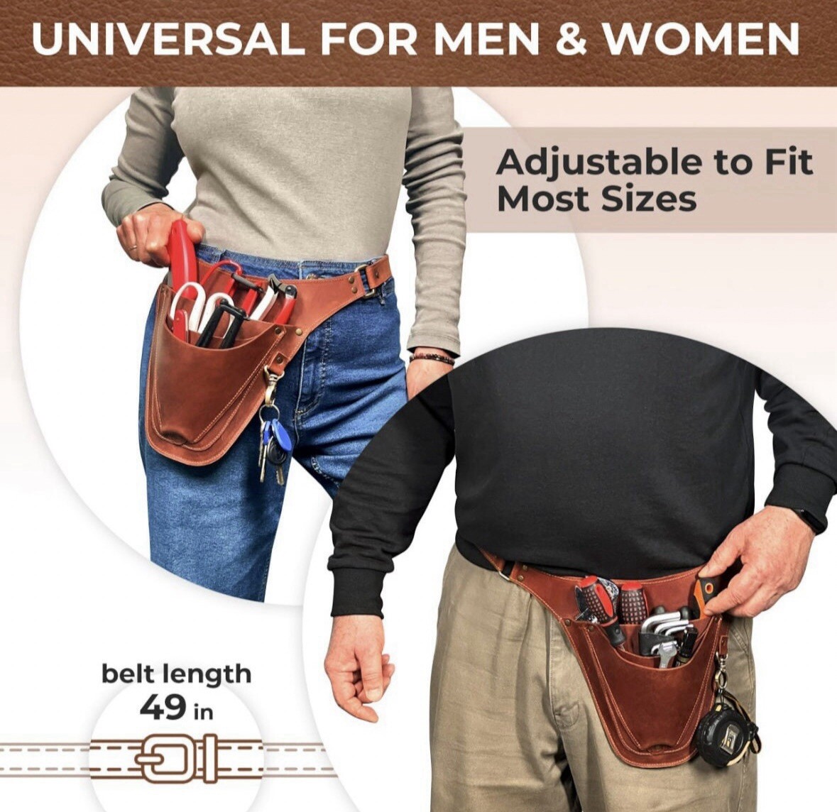 Leather Tool Belt for Florist/Gardener Tool Pouch, Tool Bag Leather Tool Pouch
