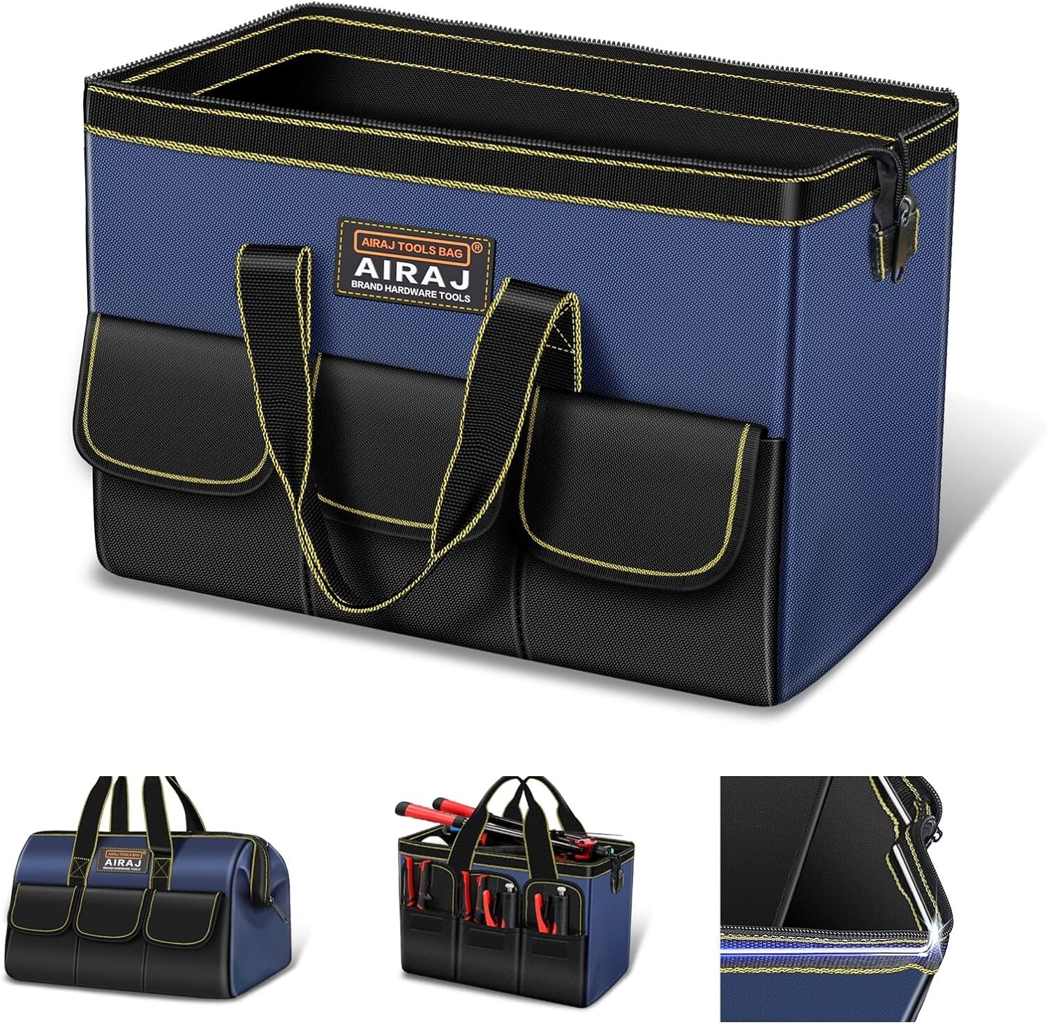 16-inch Wide Mouth Tool Bag Heavy Duty Tool Storage Bag w/Shoulder Strap