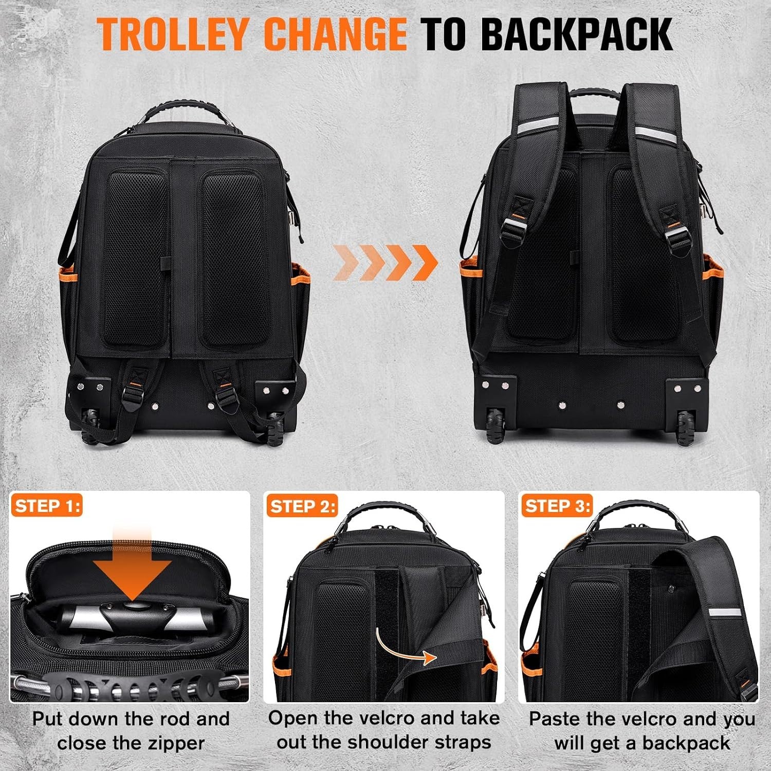 Heavy-Duty Rolling Tool Bag with 47 Pockets – Ideal for Electricians & Mechanics