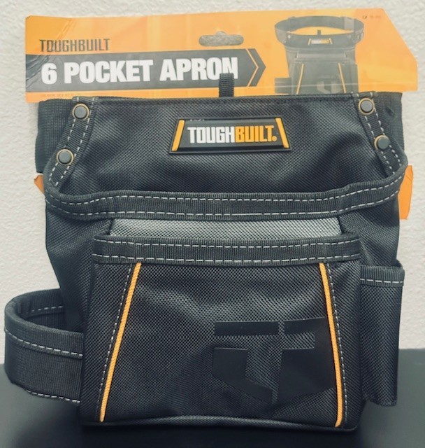 ToughBuilt 6-Pocket Tool Apron, Heavy-Duty Work Apron with Adjustable Belt