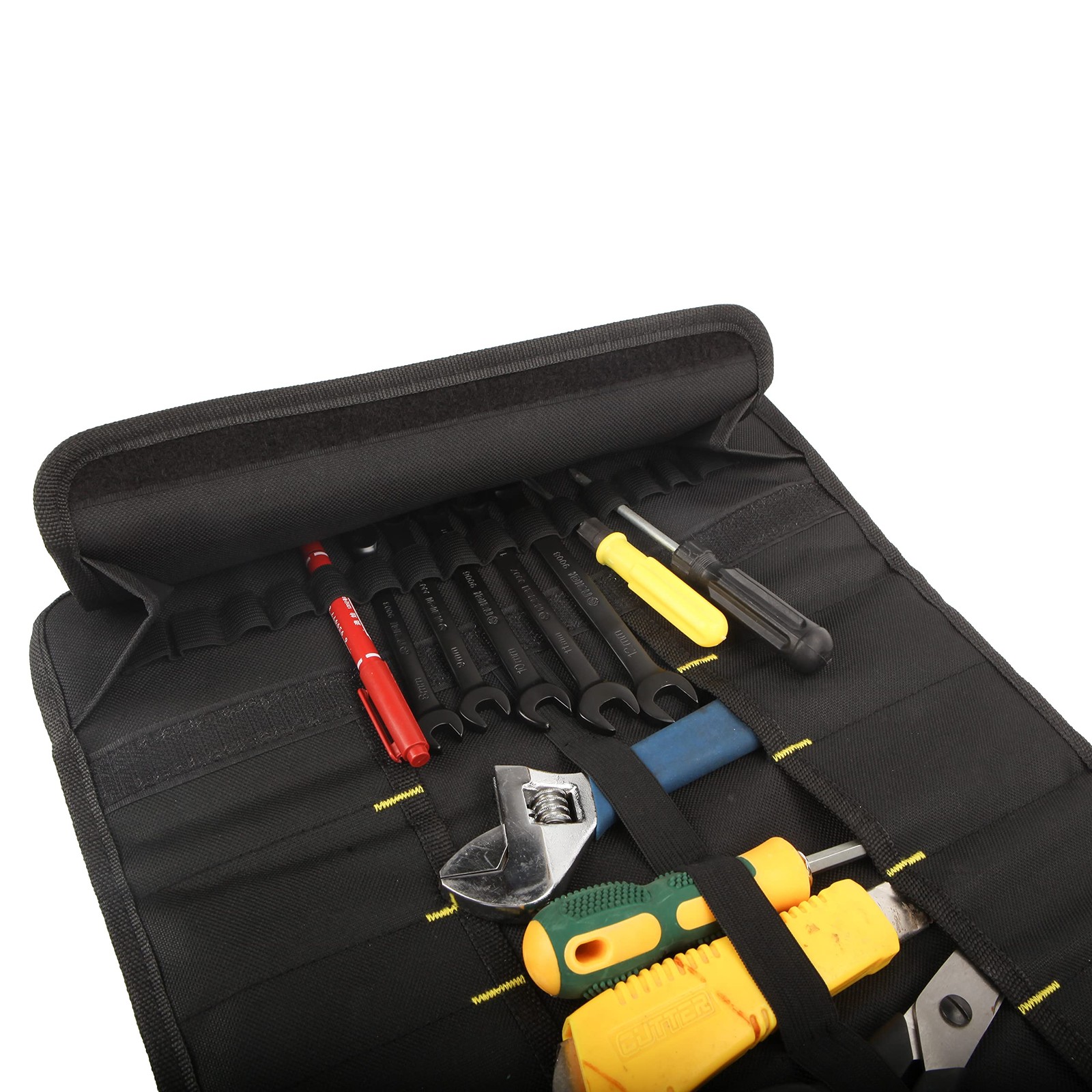 22 pocket Tool Bag Canvas Wrench Roll Up 23 inches x 14 inches, 1pc Blue