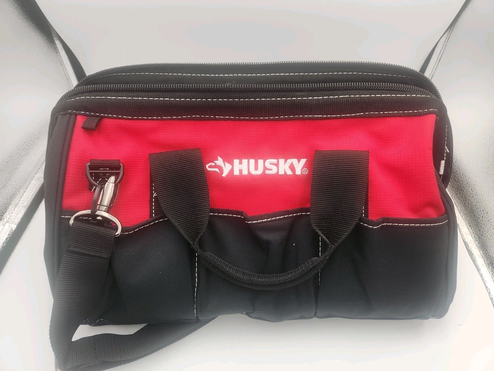 Husky 15 in Tool Bag 8 Pocket Zippered Top Water Resistant SKU 398900
