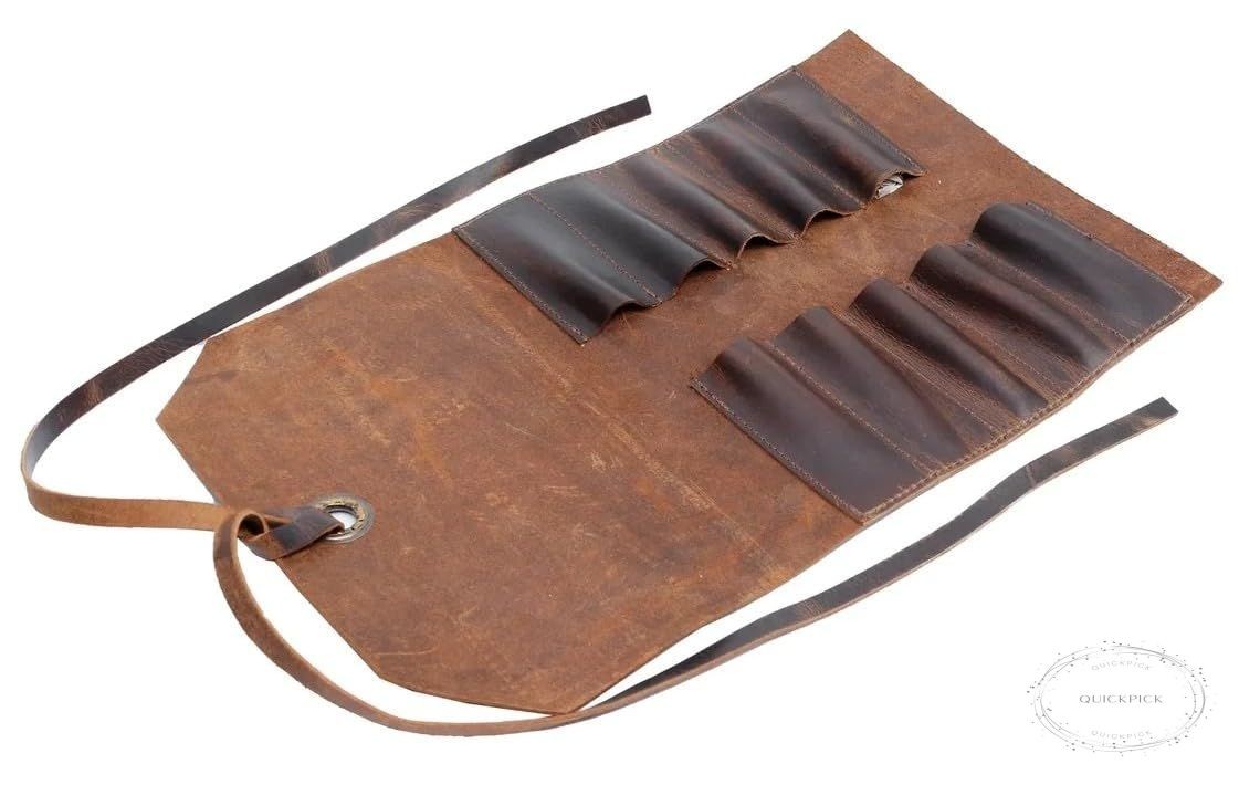 Leather Tool Roll Up Pouch 10 Slots Leather Tool Wrench Roll/Chisel Bag Portable