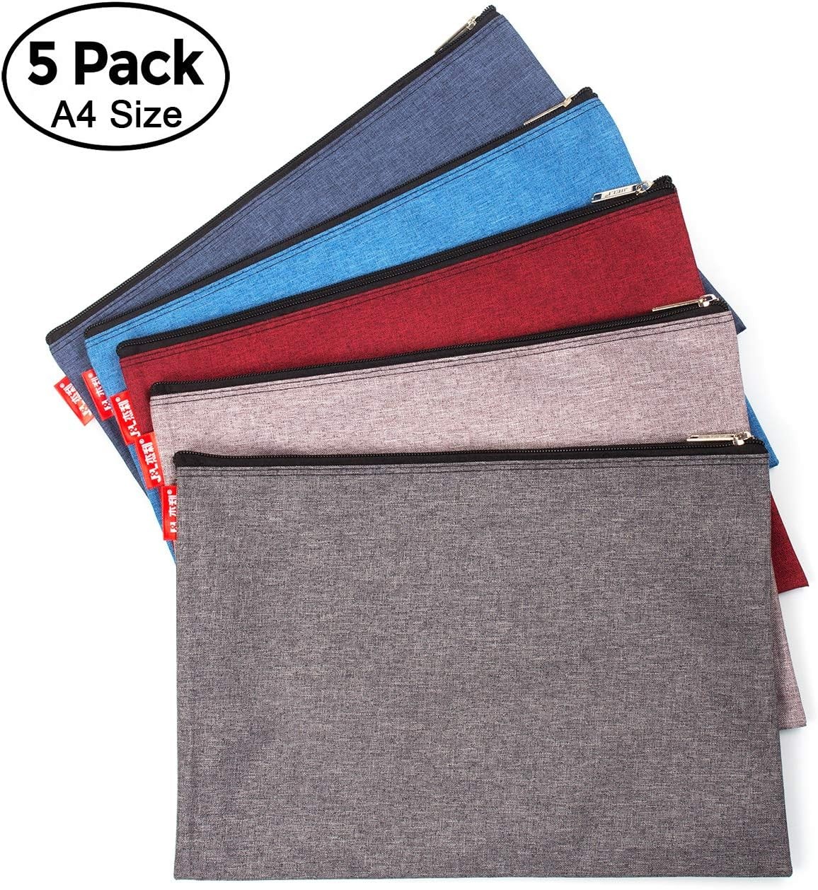 5 Pack Canvas Zipper Tool Bag Set 13.3″ X 9.4″ 14oz Heavy Duty Waterproof Multip