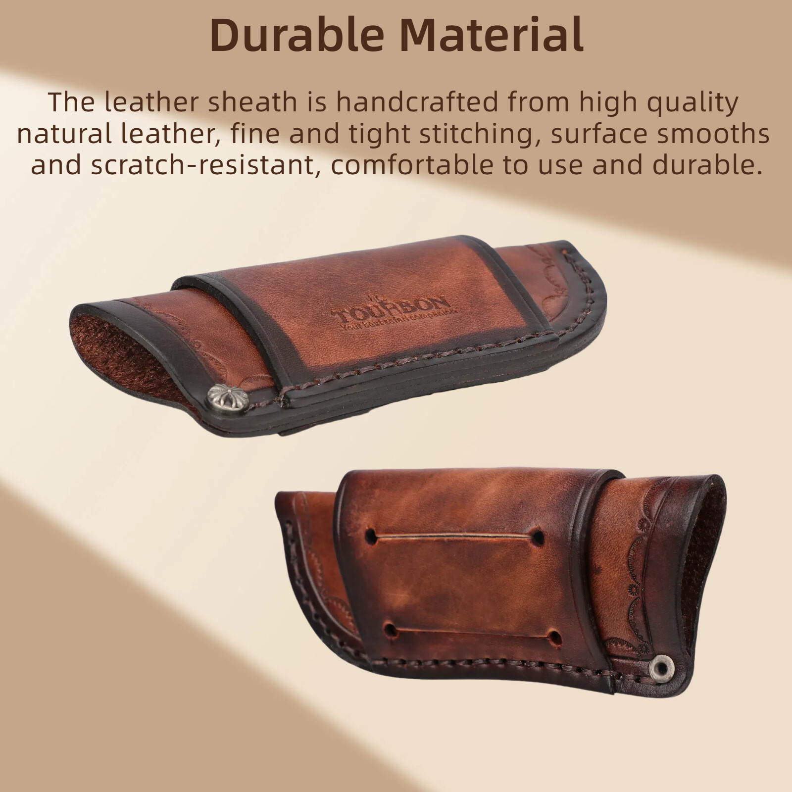 Leather Knife Sheath for Fixed Blade Knives – Belt-Mounted Storage Pocket Case