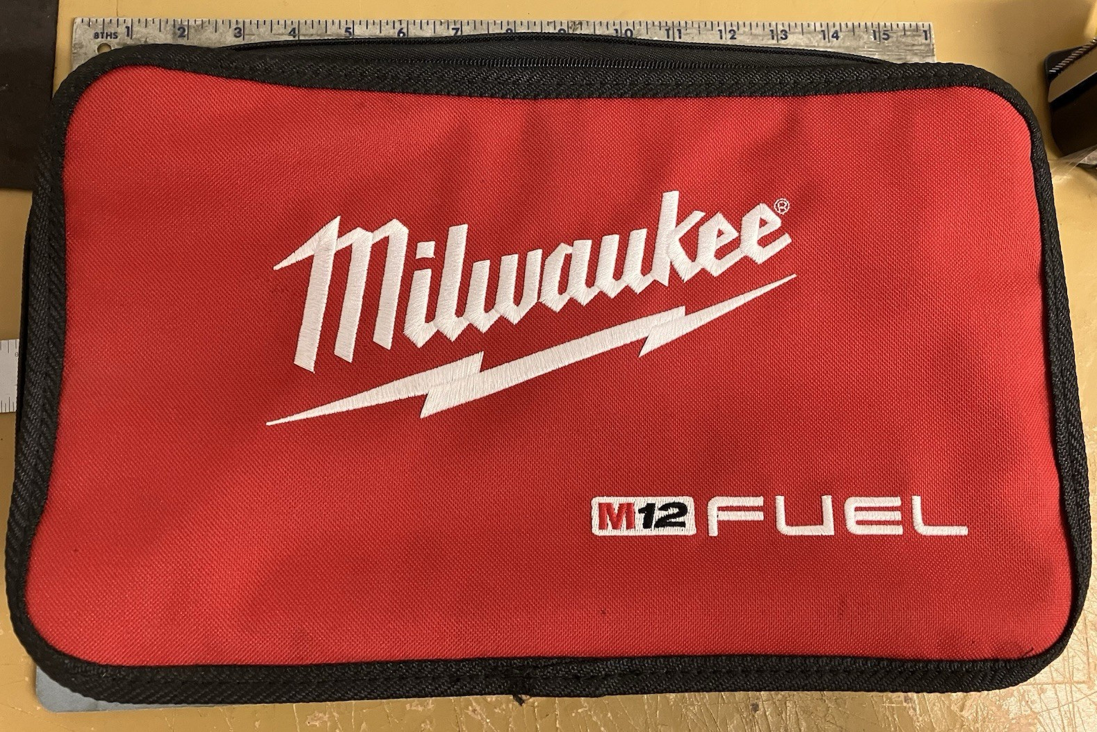 Milwaukee M12 FUEL Small Red/Black Zipper Tool Bag Organizer Case 14x9x4″