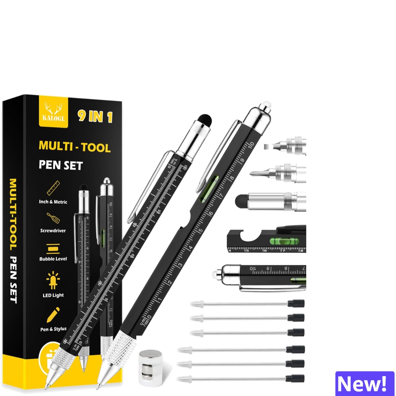 2 Pack Multi-Tool Pens with Stylus & LED – Perfect for Dads and Holidays!