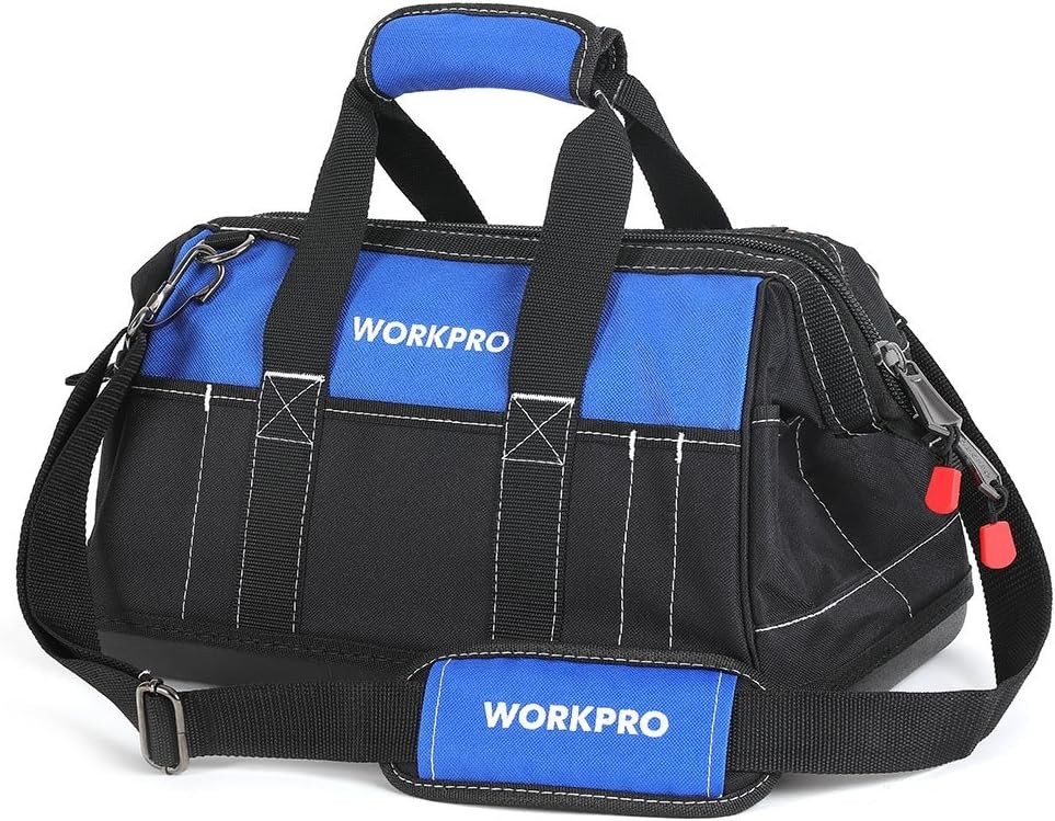 16-Inch Heavy-Duty Waterproof Tool Bag with Adjustable Strap for Easy Carrying